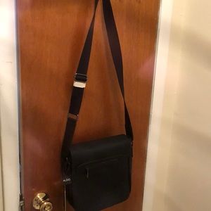 ALDO Black Leather Tech-Friendly Messenger Bag!